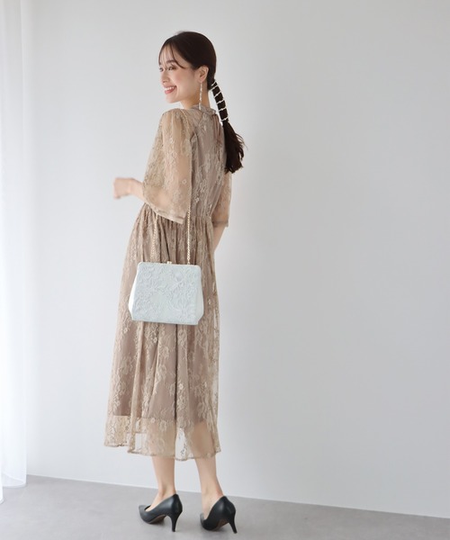 レディース　バッグ　レース　クラッチ　JEAN PATOU Lace Ladies クラッチバッグ パーティーバッグ フラワー 刺繍
