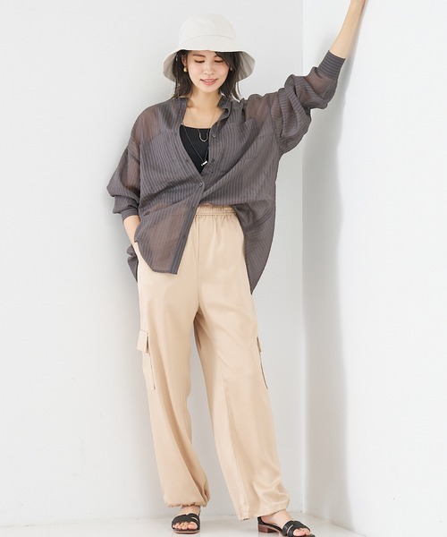 ABAHOUSE ブラウス定価28000円 abahouse mavie ブラウス シャツ 「シアートップス」袖ギャザー