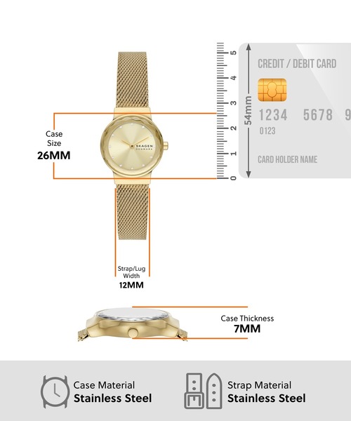 SKAGEN 腕時計 26mm ゴールド ステンレス ANITA LILLE 三針 ローズゴールド ステンレススチール