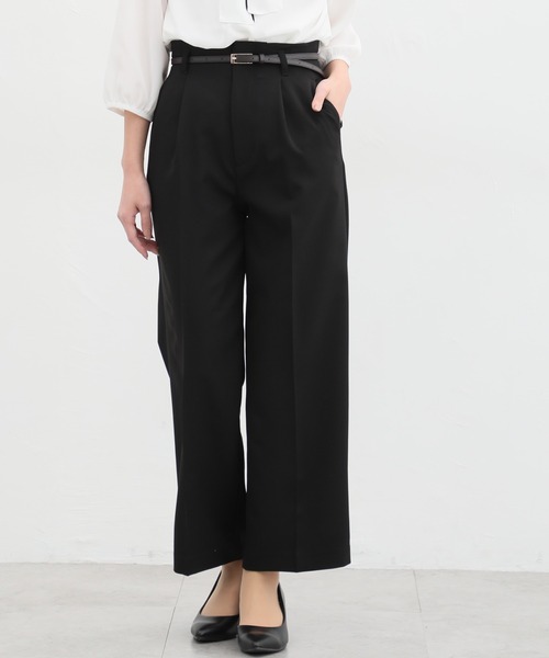 CHICWISH(シックウィッシュ)｜ベルト付きストレートレッグパンツ Honeys スラックス パンツ ベルト付ストレートパンツ レディース