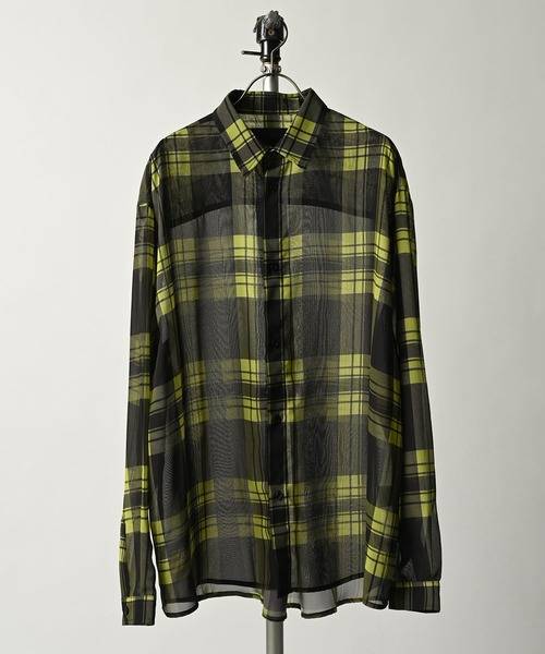 ブラウス シャツ 「ADAMPATEK/アダムパテック」sheer check loose shirt/シアーチェックルーズシャツ レディース メンズ