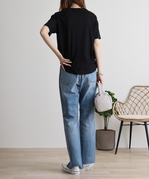 tシャツ Anna Nicola 微強撚クリアプリントＴシャツ レディース Anna Nicola tシャツ 微強撚クリアプリントTシャツ レディース