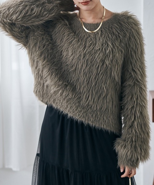 ニット セーター ロングフェザーシャギーニット レディース RANAN ニット セーター ロングフェザーシャギーニット