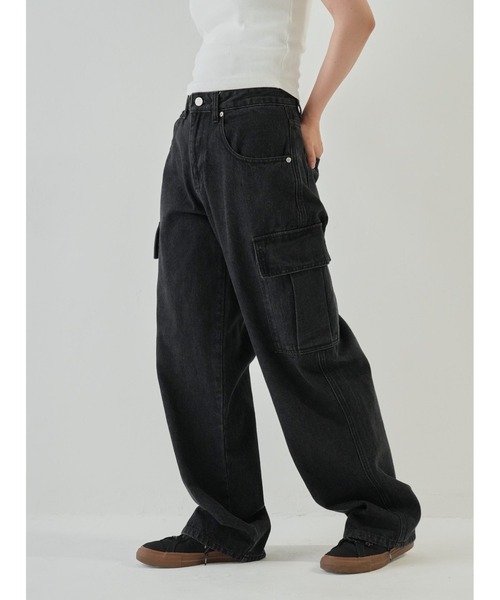 Bargiee カーゴパンツ ワイドデニム カーゴパンツ メンズ レディース
