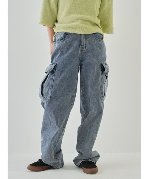 Bargiee カーゴパンツ ワイドデニム カーゴパンツ メンズ レディース