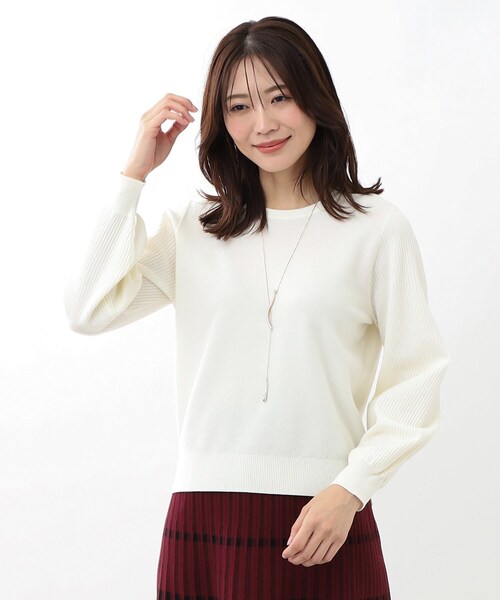 ニット セーター 「SALE／マシンウォッシュ可」パフスリーブニット レディース Reflect ニット セーター 「SALE／マシンウォッシュ可