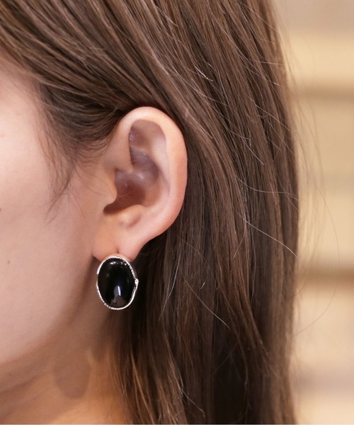 vv ピアス vv.jewelry /オーバルオニキスピアス silver925 レディース