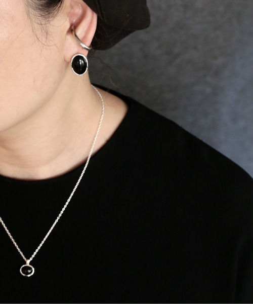 vv ピアス vv.jewelry /オーバルオニキスピアス silver925 レディース