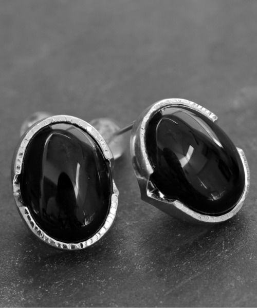 vv ピアス vv.jewelry /オーバルオニキスピアス silver925 レディース
