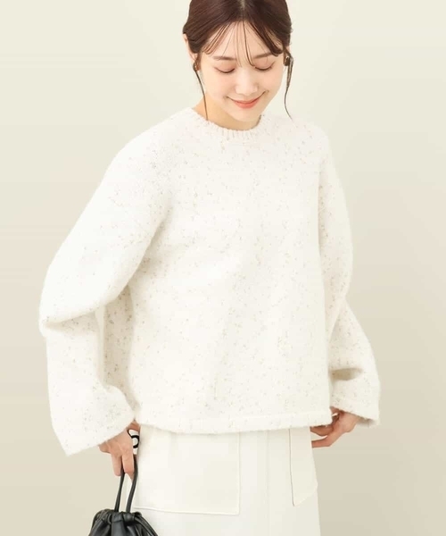MICHEL KLEIN　ニット　40サイズ 小さいサイズ]パネルボーダータートルネックニット(ニット