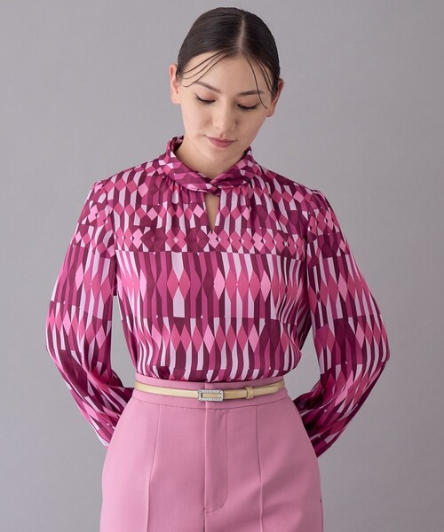 ANAYI 38アイシクルプリントカシュクールネック ブラウス ANAYI ブラウス シャツ 「セットアップ対応商品」アイシクル