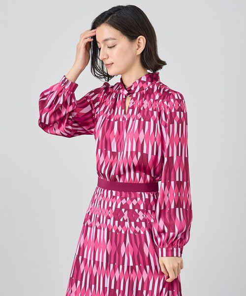 ANAYI 38アイシクルプリントカシュクールネック ブラウス ANAYI ブラウス シャツ 「セットアップ対応商品」アイシクル