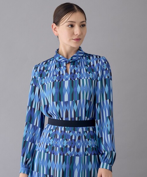ANAYI 38アイシクルプリントカシュクールネック ブラウス ANAYI ブラウス シャツ 「セットアップ対応商品」アイシクル