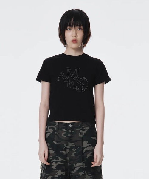 tシャツ A'GEM/9 × .kom 「AMESWORLDWIDE/アメスワールドワイド」 AMES APPLIQUE TEE/アメスアップリケTE