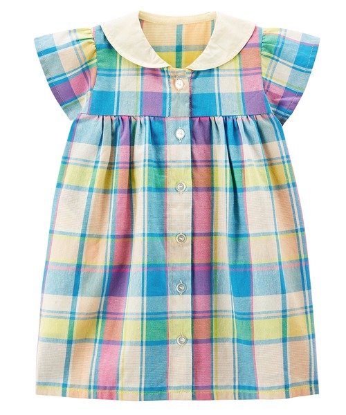 Combi mini ワンピース 半袖前開きオリジナルチェックワンピース