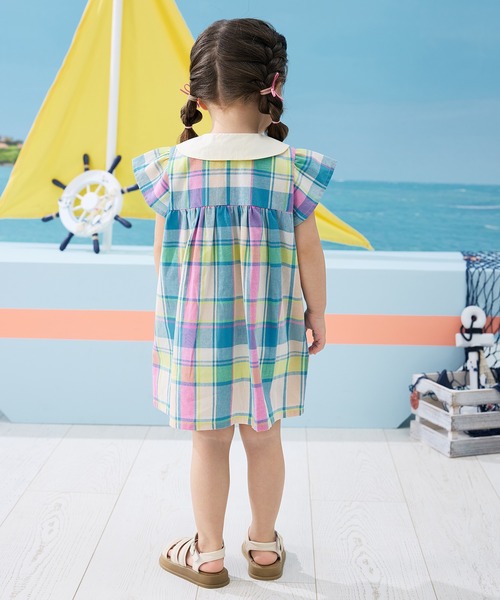 Combi mini ワンピース 半袖前開きオリジナルチェックワンピース