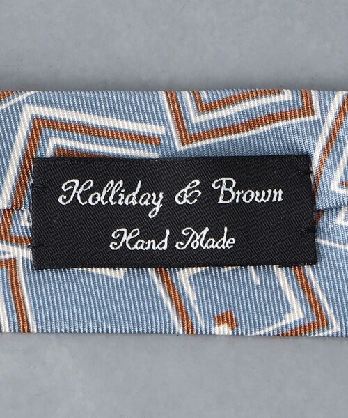 新品】Holliday & Brown/プリントタイ/スクエア柄/ブルーグレー 新品】Holliday & Brown/プリントタイ/スクエア柄/ブルーグレー
