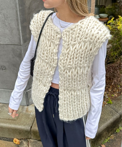 「feepur」 ニットベスト MEDIUM ブラック レディース