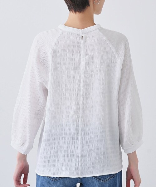 INDIVI / インディヴィ 春SALE！【洗える】シャーリング風ラグランスリーブブラウス 春SALE！【洗える】シャーリング風ラグランスリーブブラウス