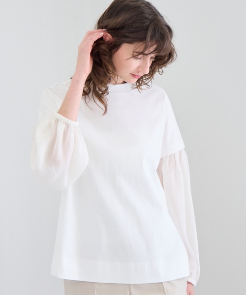 tシャツ ジョーゼットスリーブカットソー レディース