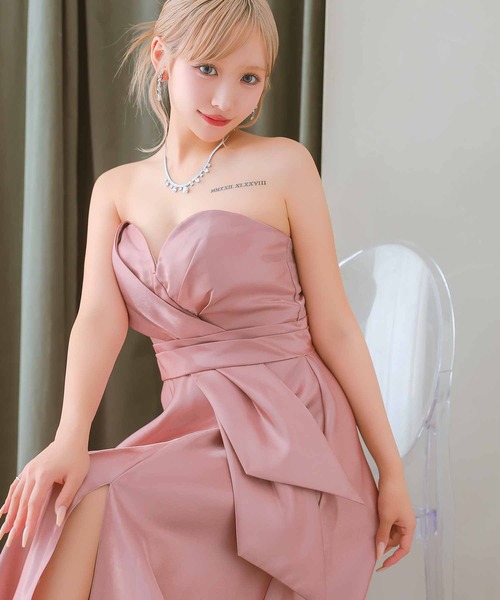 Tika（ティカ） ドレス キャバドレス ロング フレア ハートカット ベア