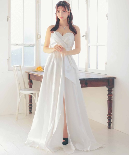 Tika ドレス キャバドレス ハートカットベアサテンスリットA