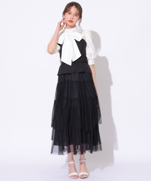 AND COUTURE ワンピース ビスチェ切替ドッキングワンピース