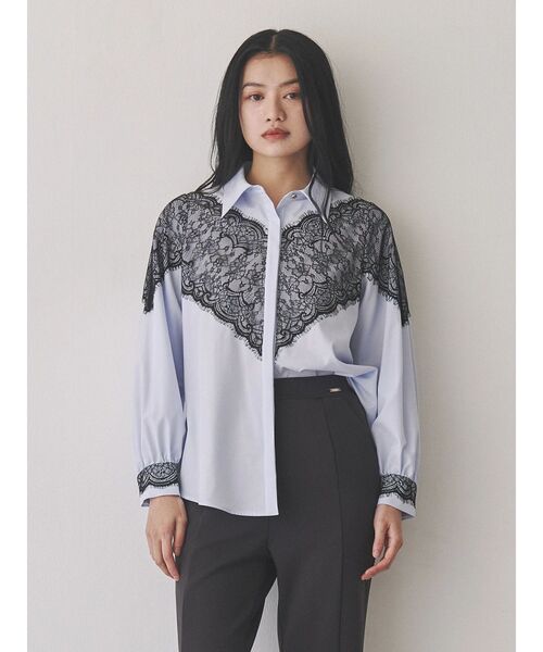 ブラウス シャツ レースドッキングシャツ/SS レディース Ellno de Mavie ブラウス シャツ レースドッキングシャツ/SS