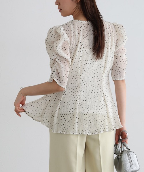 ブラウス シャツ 楊柳ドットギャザープルオーバー レディース STYLE DELI｜【LUXE】楊柳ドットギャザープルオーバー | Rakuten