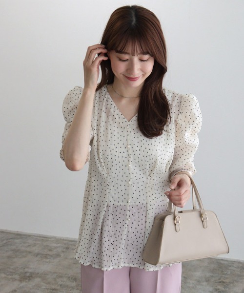 ブラウス シャツ 楊柳ドットギャザープルオーバー レディース STYLE DELI｜【LUXE】楊柳ドットギャザープルオーバー | Rakuten