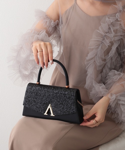 Chloe クロエ ハンドバッグ リボン ラインストーン チェーン パープル 