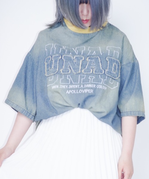 tシャツ Z)「BLINGLEADS」DENIM T-SHIRT/JNF24042 レディース メンズ
