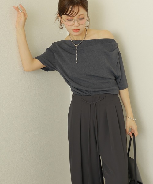 tシャツ asymmetry drape tops /アシンメトリー ドレープ 半袖