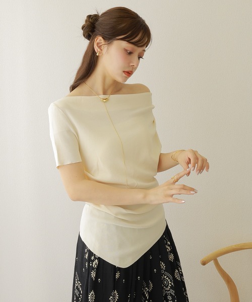 tシャツ asymmetry drape tops /アシンメトリー ドレープ 半袖