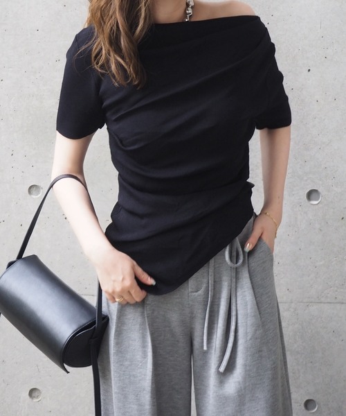 tシャツ asymmetry drape tops /アシンメトリー ドレープ 半袖