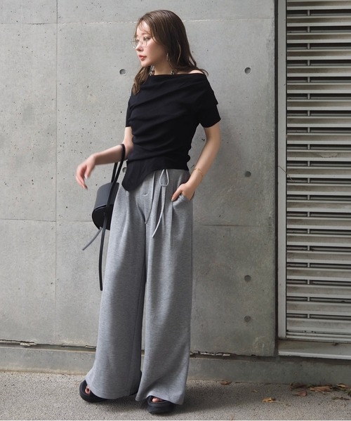 tシャツ asymmetry drape tops /アシンメトリー ドレープ 半袖
