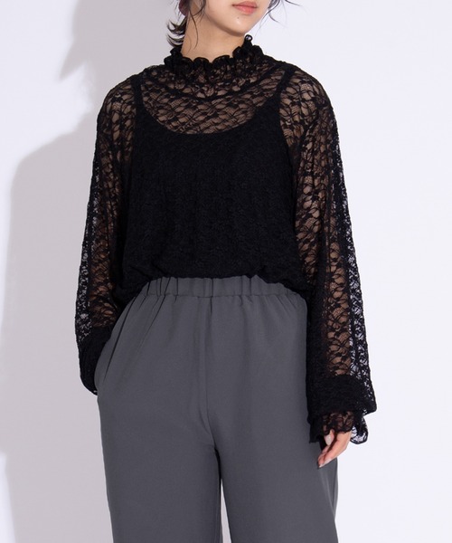 レーストップス ブラック PUNYUS（プニュズ） tシャツ レーストップス レディース : ZOZOTOWN
