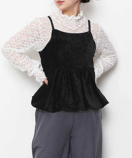 レーストップス ブラック PUNYUS（プニュズ） tシャツ レーストップス レディース : ZOZOTOWN