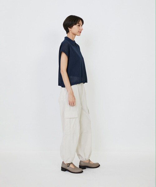LOISIR ニット セーター エステルコットンリネンダブルジャカード編み