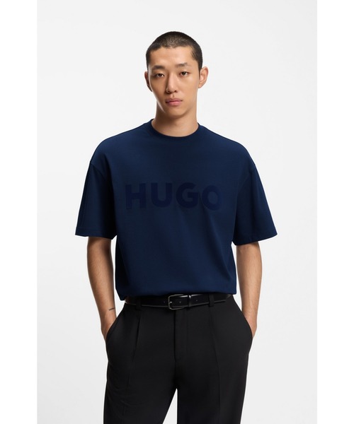 HUGO tシャツ オーバーサイズフィット Tシャツ コットン デコラティブ