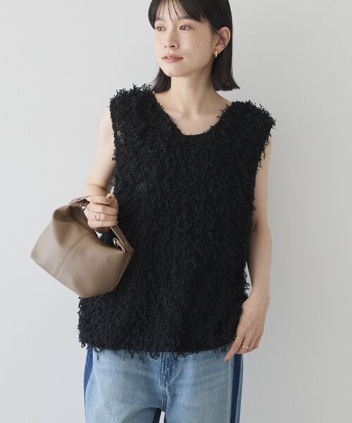 OURHOME　 洗えるフリンジベスト チャコールグレー 洗えるフリンジベスト – OURHOME