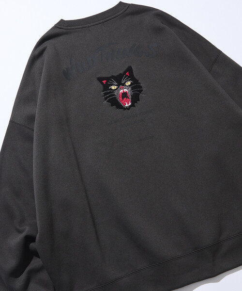 トレーナー スウェット 限定展開 WILD THINGS×FREAK'S STORE/ワイルドシングス 別注 ビッグシルエット キャットモチーフ 刺繍 | WILD THINGS