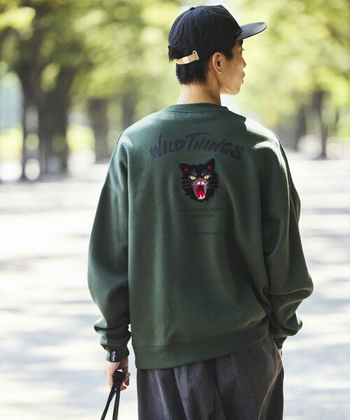トレーナー スウェット 限定展開 WILD THINGS×FREAK'S STORE/ワイルドシングス 別注 ビッグシルエット キャットモチーフ 刺繍 | WILD THINGS | 24