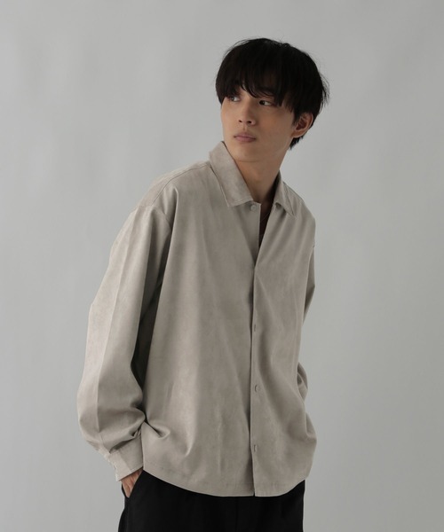 【BEIGE】スエードライク シャツ ウォッシャブル スエードライク シャツ ウォッシャブル