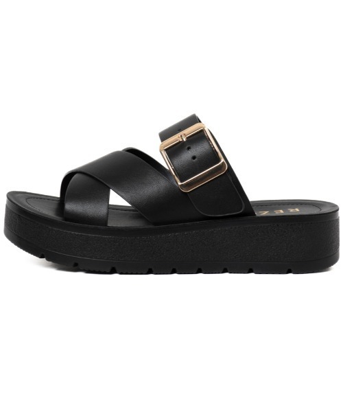 「R&E」 「REZOY」フラットサンダル LL ブラック レディース_画像5