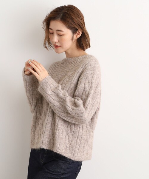 grove（グローブ） ニット セーター ふんわり包み込む ケーブルボート