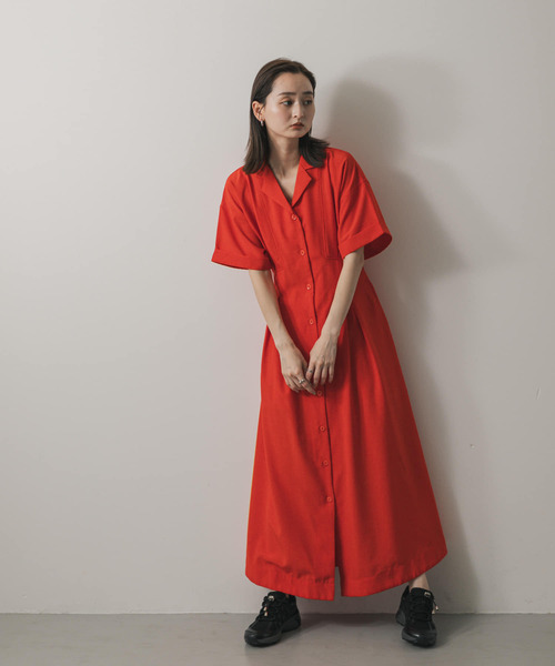 「SENSE OF PLACE by URBAN RESEARCH」 半袖ワンピース S チャコールグレー レディース_画像3