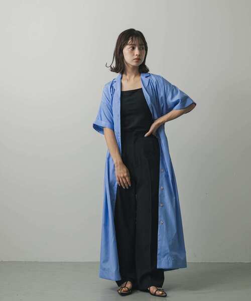 「SENSE OF PLACE by URBAN RESEARCH」 半袖ワンピース S チャコールグレー レディース_画像5