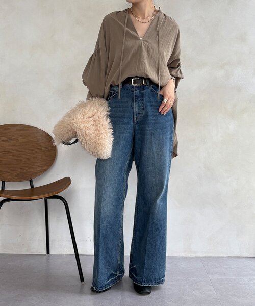DouDou（ドゥドゥ） ブラウス シャツ ギャザーチュニックブラウス 