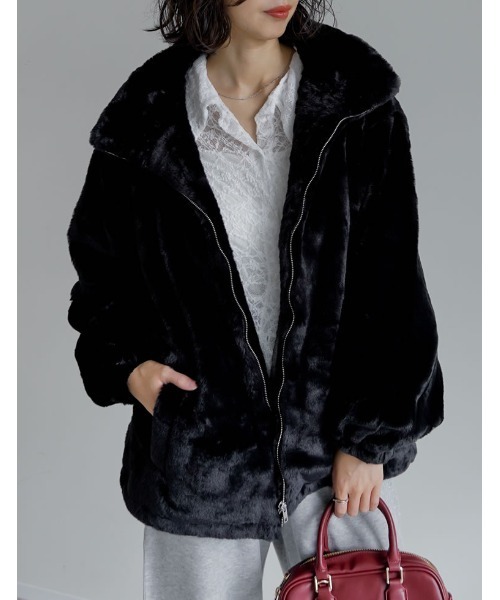 「Re:EDIT」 ブルゾン LARGE モカ レディース_画像4